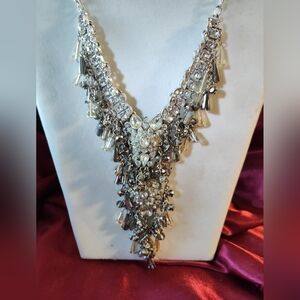 Vintage Premiere Designs Tribeca Cha Cha Crystal Silver Tone Necklace
